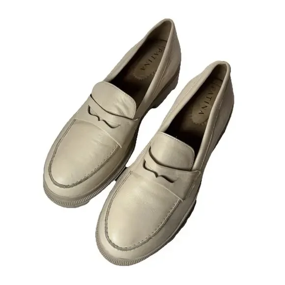 Portland Leather Patina Zoe Chunky Loafer in Bone White Size US 10.5 - Picture 5 of 5